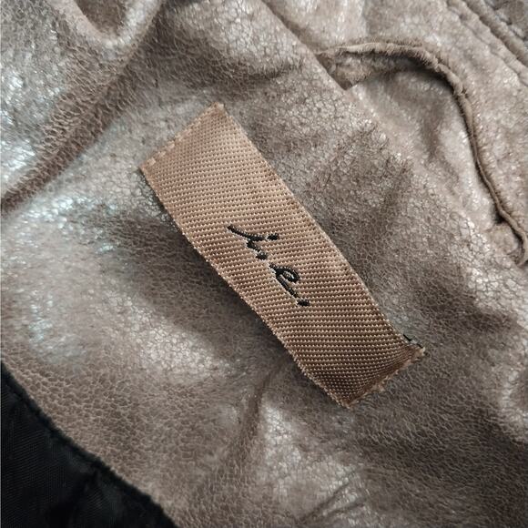 I.E.! GOLDEN TAN/BEIGE SHIMMER, FINE GENUINE LEATHER CROPPED JACKET, COAT! SZ S - Picture 8 of 12